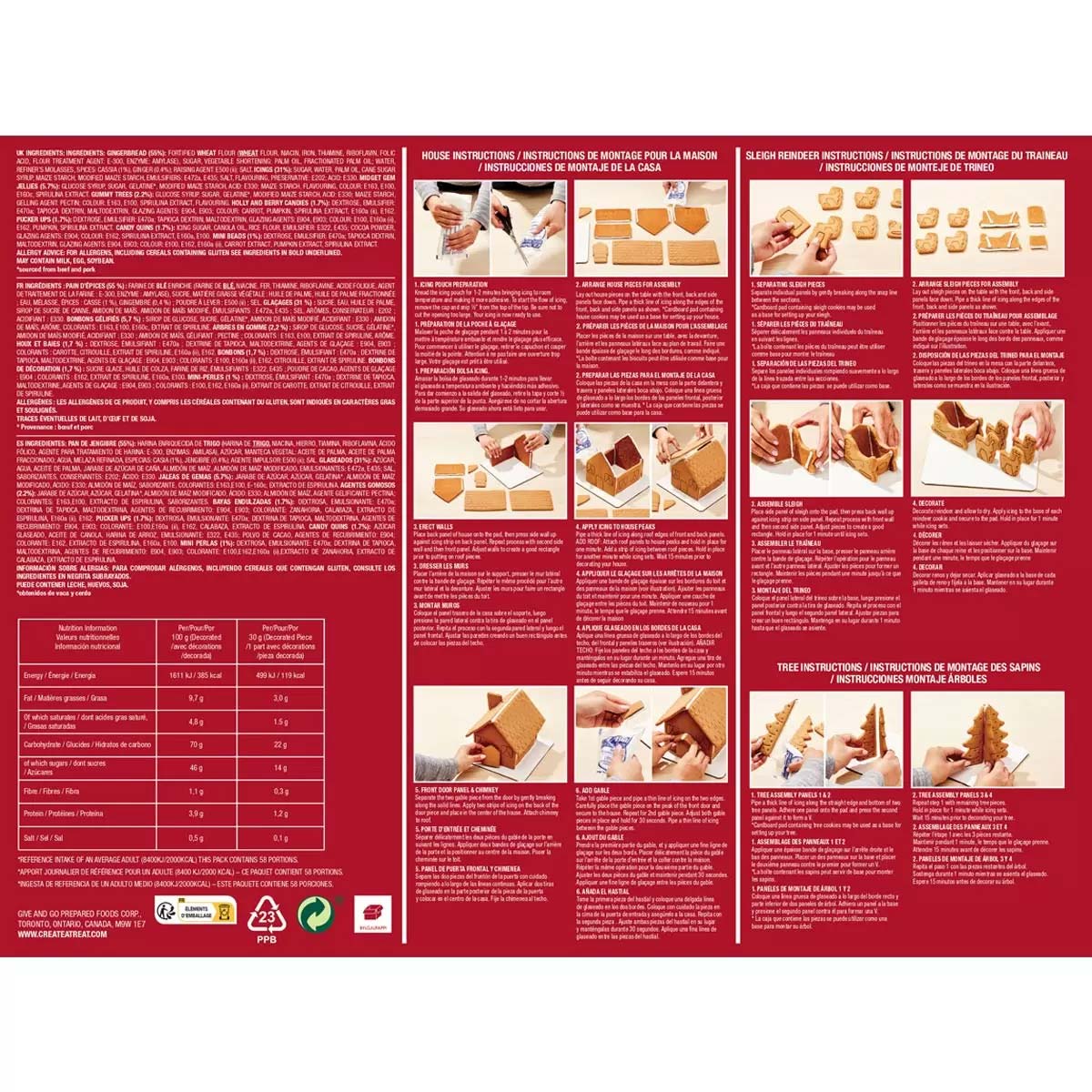 Gingerbread House with Santa, Sleigh & Tree Kit 1.74kg