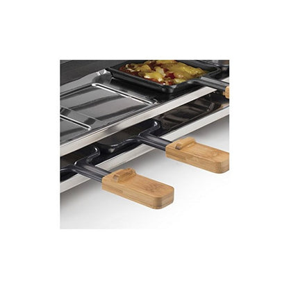 Princess 162910 Table Top 8 Person Raclette Grill Hotplate 1200W Black Wood