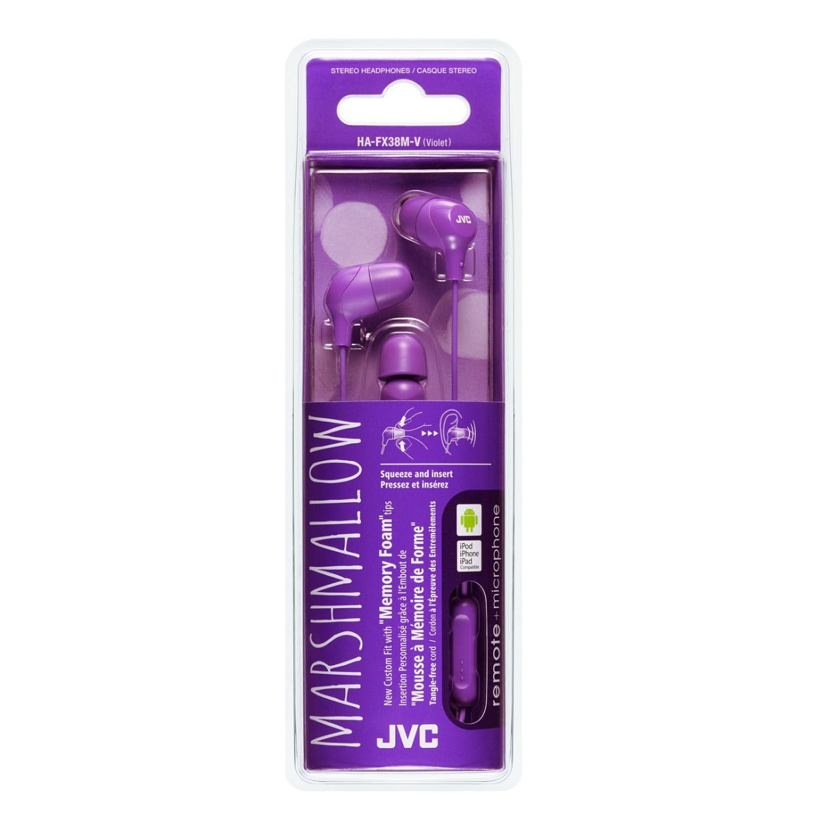 JVC HA-FX38M Marshmallow Custom Fit In-Ear Headphone - Violet