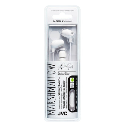 JVC HAFX38MW White Marshmallow In-Ear headphones with Remote and Microphone