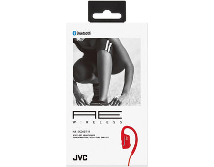 JVC HAEC30BT Red Wireless Bluetooth Sport Ear Clip Headphones