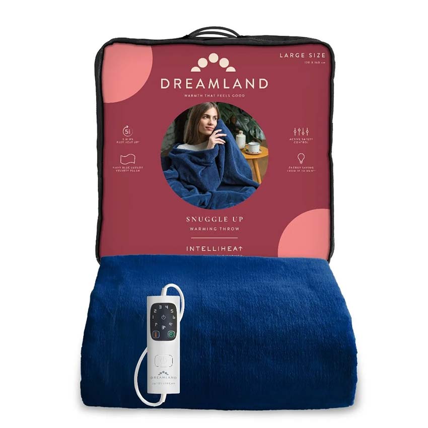 Dreamland 16821 Relaxwell Luxury Heated Throw Navy Blue