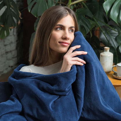Dreamland 16821 Relaxwell Luxury Heated Throw Navy Blue