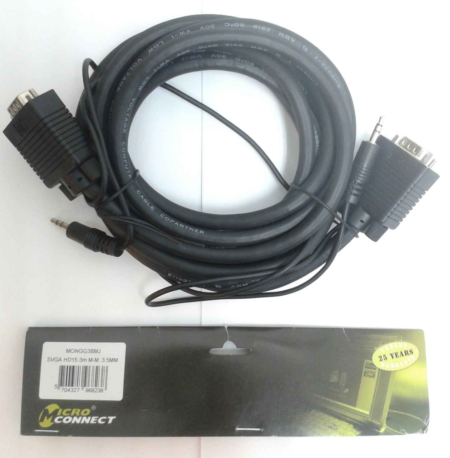 Microconnect MONGG3BMJ SVGA HD15 3m m-m. 3.5MM - Brand New