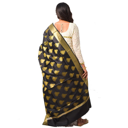 Fartila Banarasi BL0365BGL Black/Golden Cotton Tapeta Silk Dupatta