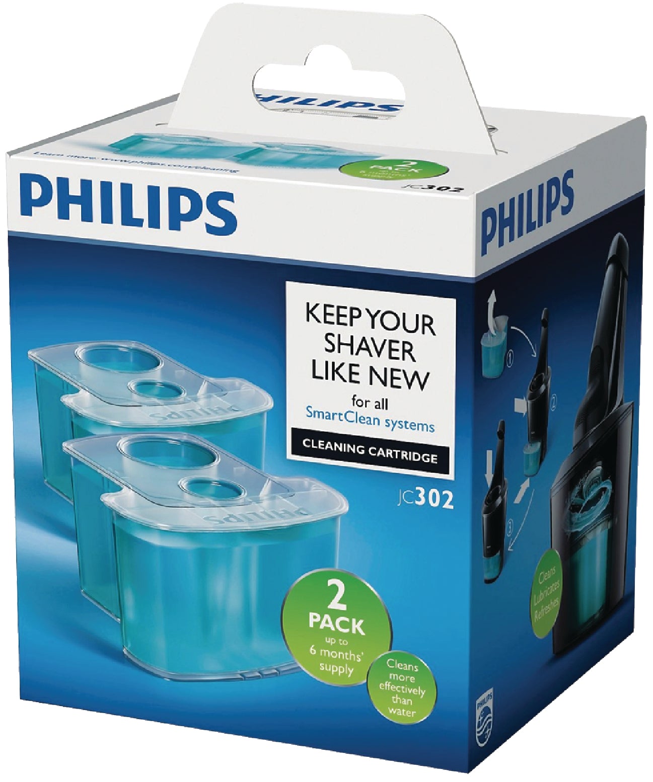 Philips JC302/50 Shaver Accessory Cleaning Cartridge Pack of 2