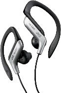 JVC HA-EB75-S Silver Sports Ear-Clip Headphones - product packaging and appearance