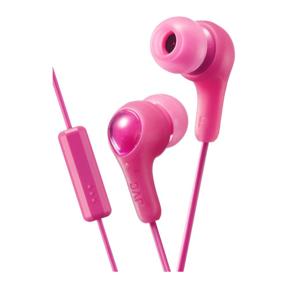 JVC HAFX7MP GUMY Inner Ear Headphones with Remote and Microphone - PINK