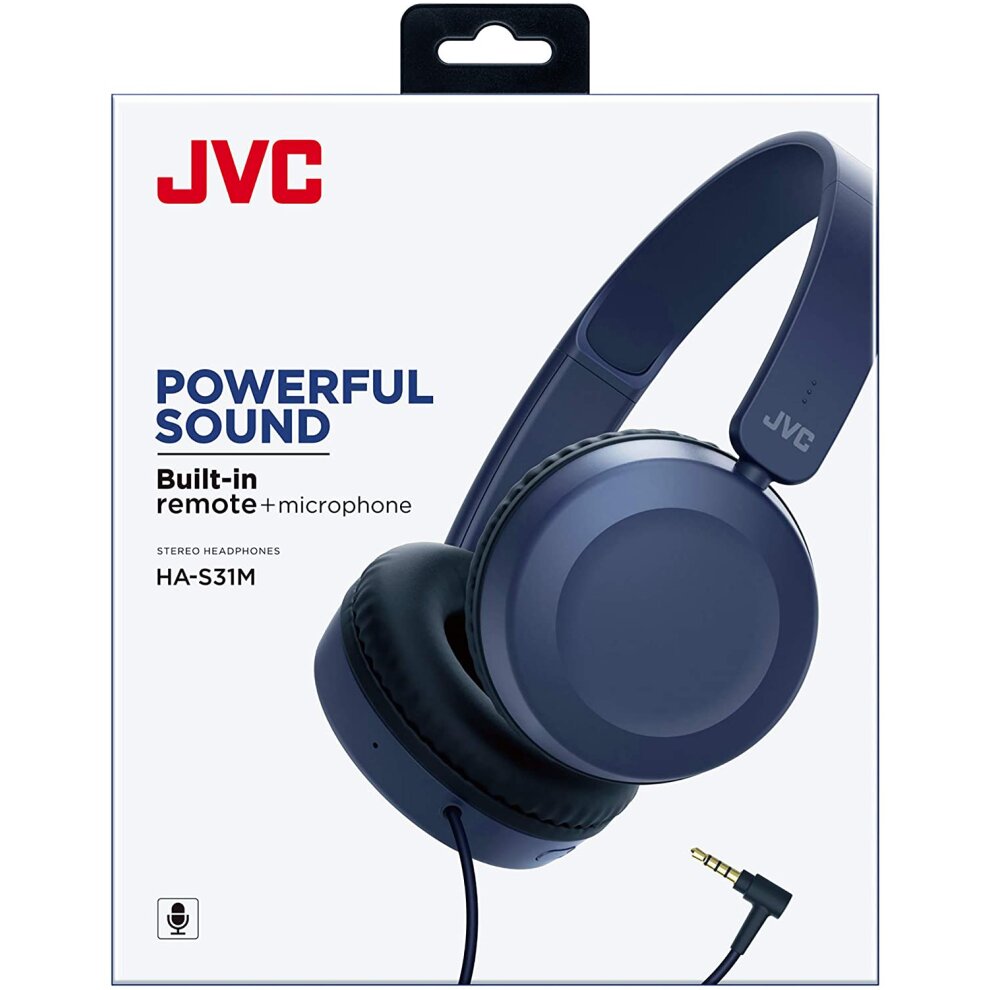 JVC HA-S31M Binaural Headband Headphones and Microphone Blue - Wired Headband Binaural Over-Ear 10-26000Hz Blue