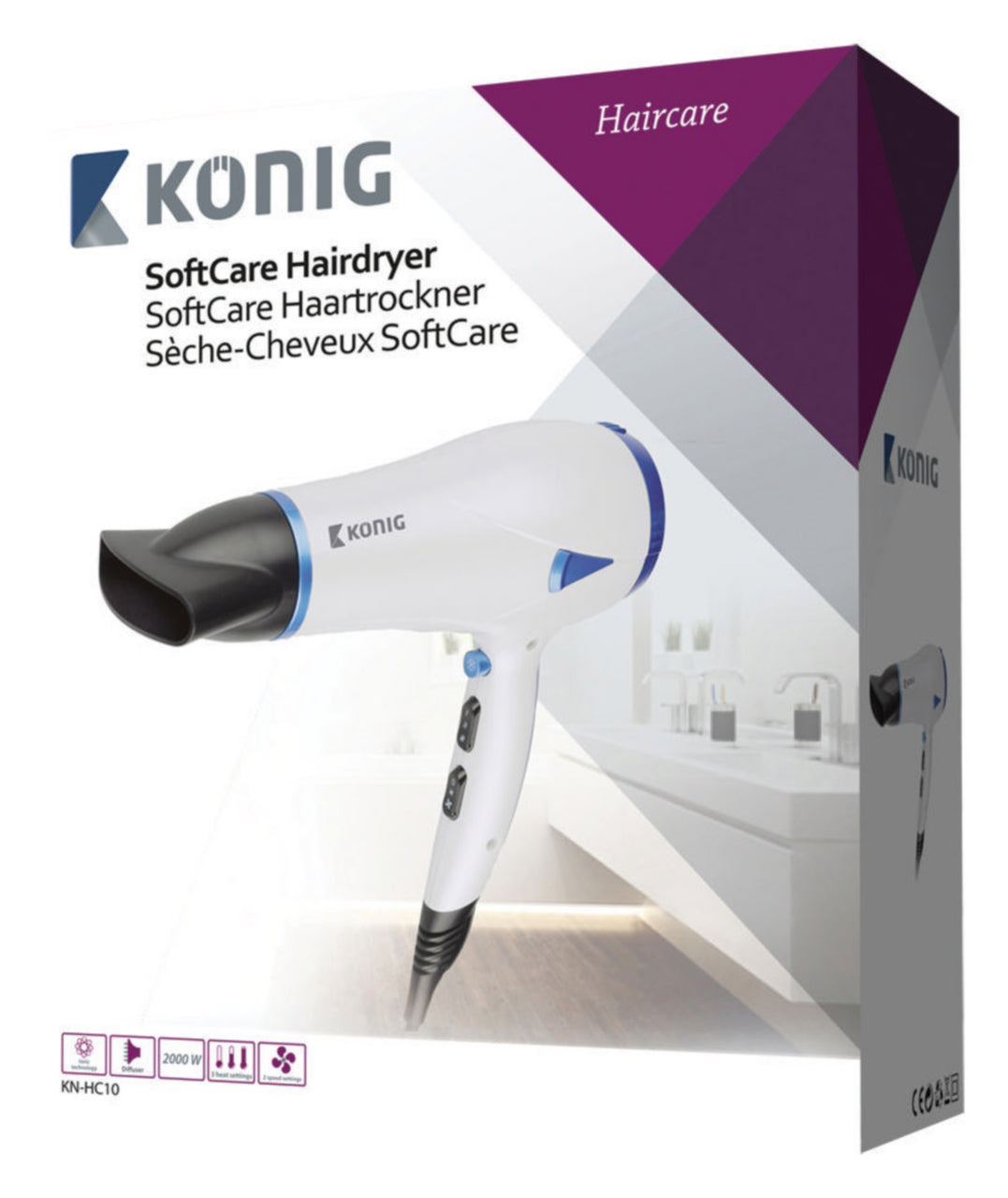 Konig KN-HC10 Pearl/Blue Hairdryer 2000 W