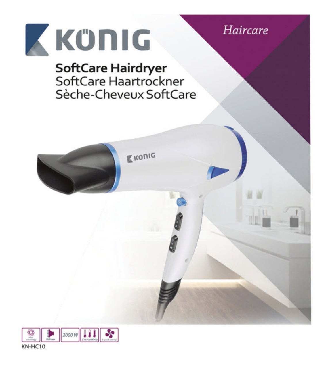 Konig KN-HC10 Pearl/Blue Hairdryer 2000 W