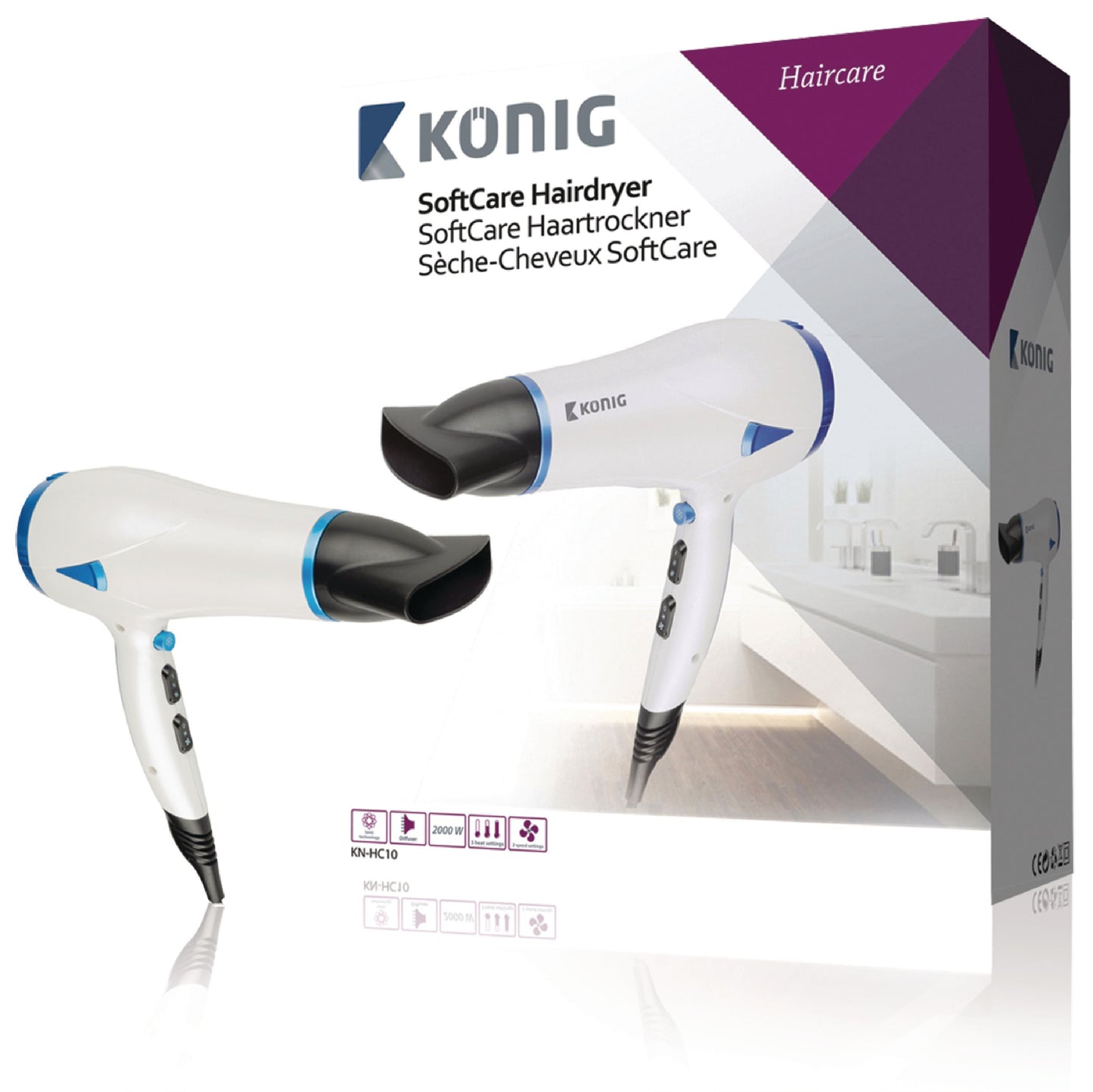 Konig KN-HC10 Pearl/Blue Hairdryer 2000 W