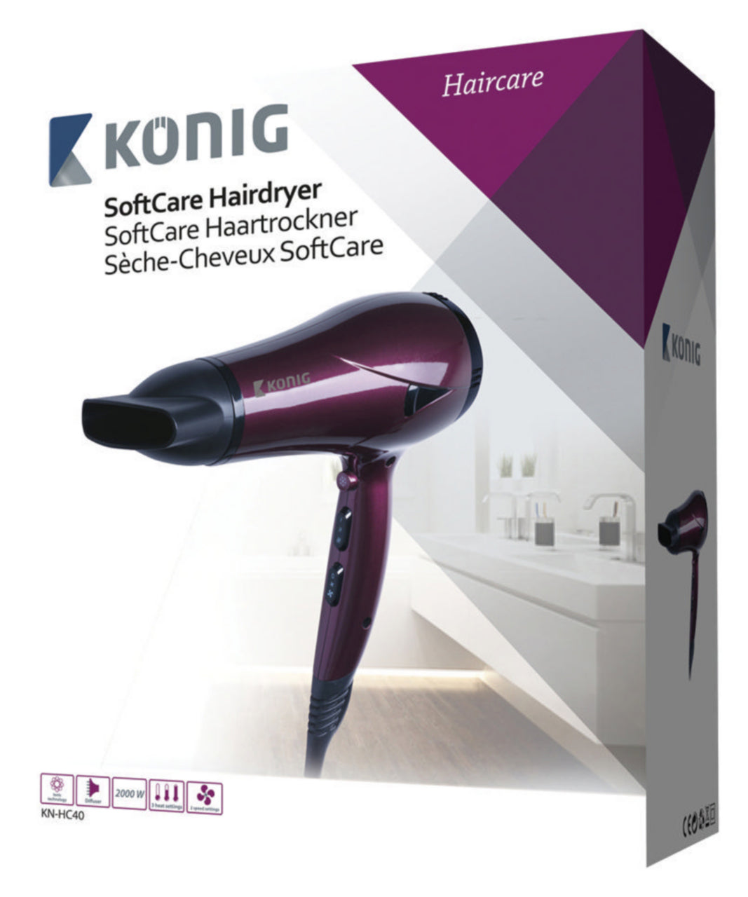 Konig KN-HC40 Burgundy/Black Hairdryer 2000 W