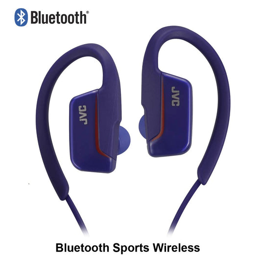 JVC HAEC30BTA AE Sport Headphones with Bluetooth Ear Clip - Blue