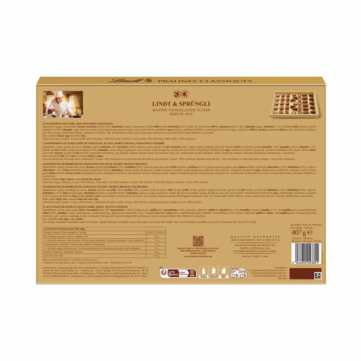 Lindt Pralinés Classiques Assorted Chocolates 407g