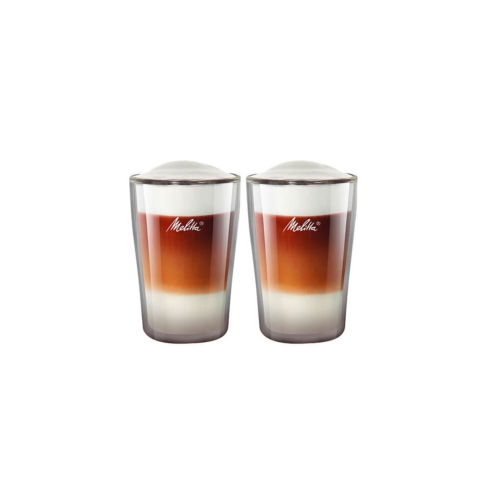 Melitta 6761118 2 Latte Macchiato Glasses 200 ml, Double-Walled Borosilicate Glass, Microwave safe