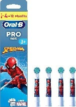 Oral-B Kids Spider-Man Replacement Brush Heads – Pack of 4 - product packaging and appearance