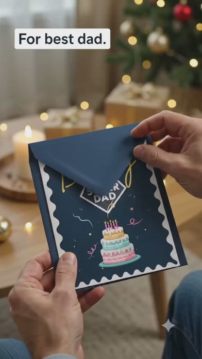 Happy Birthday Dad Digital Card | Cake & Party Pops Canva Template