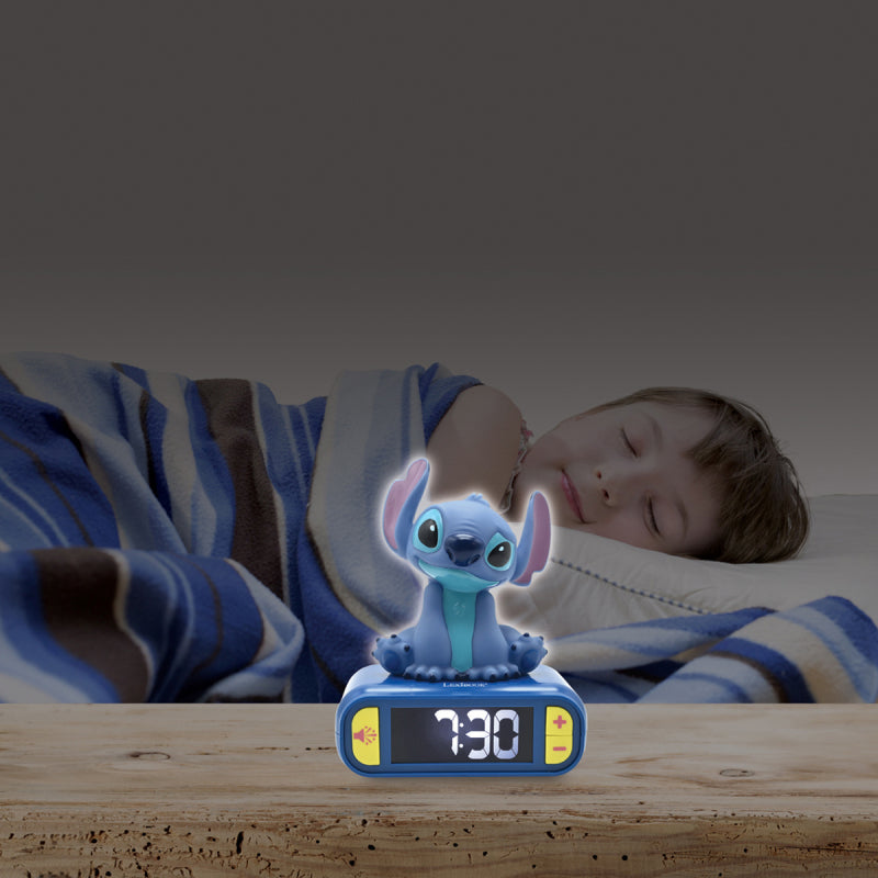 Lexibook 3D Disney Stitch Childrens Clock with Night Light