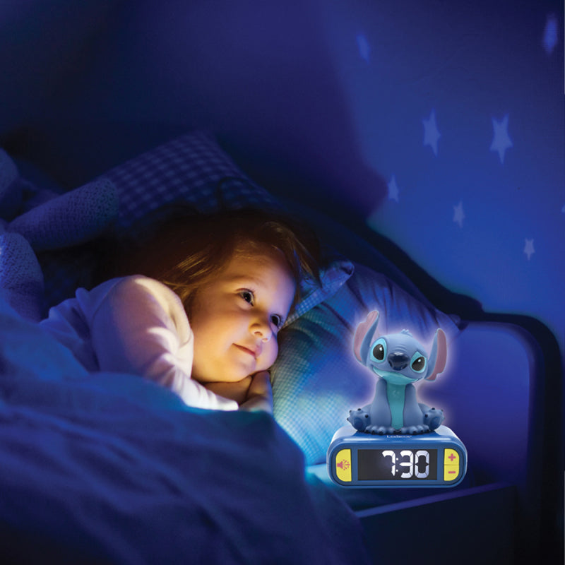 Lexibook 3D Disney Stitch Childrens Clock with Night Light