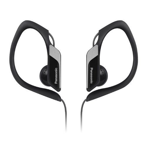 Panasonic RP-HS34 BLACK Water Resistant Sport Headphones Adjustable Ear Clip NEW