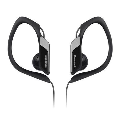Panasonic RP-HS34 BLACK Water Resistant Sport Headphones Adjustable Ear Clip NEW
