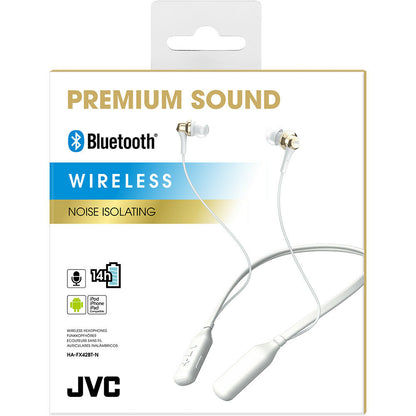 JVC HAFX42BT Premium Sound Bluetooth Earphones w/ Neck Band Support - Gold