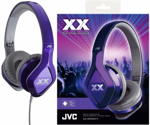 JVC HA-SR100X Violet On-Ear Club style Headphones Remote and Microphone