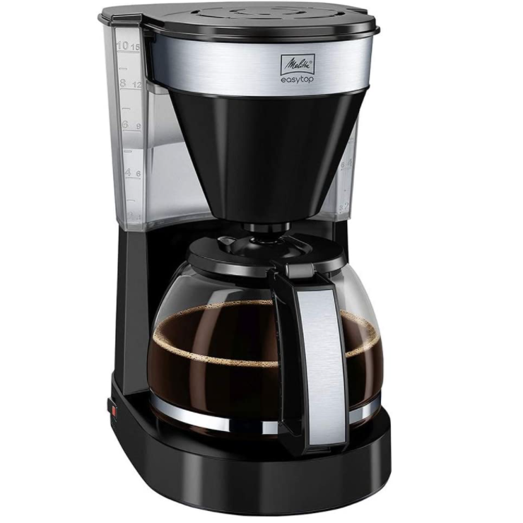 Melitta Filter Coffee Machine with Glass Jug, Easy Top II Model | Black/Brushed Steel | 6762889