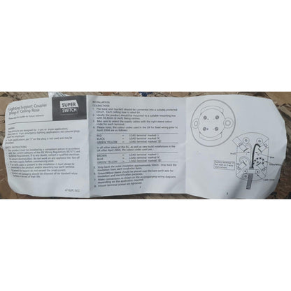Superswitch S35-280 ceiling rose and plug manufacturer installation instructions pack of 25