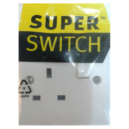 Superswitch SW1D1 1 Gang 13A Double Pole Switched Socket White 12mm Front Plate