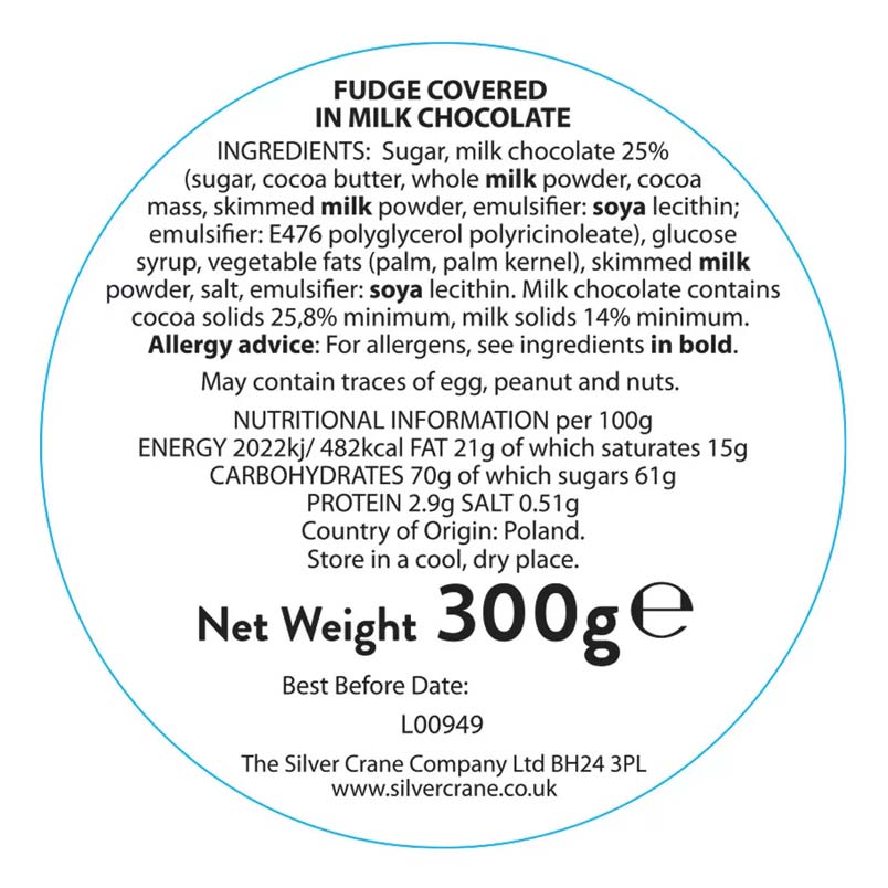 Silver Crane Chocolate Fudge Tin Blue