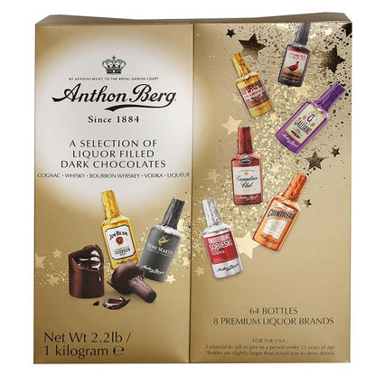 Anthon Berg - Chocolate Liqueurs - Famous Liqueur Brands - 64 bottles 1 Kg - With a Delicious Liquid Filling