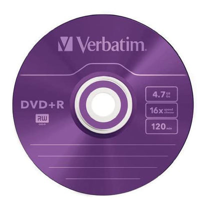 Verbatim DVD+R 4.7 GB 16X Spindle 25 Colored Discs