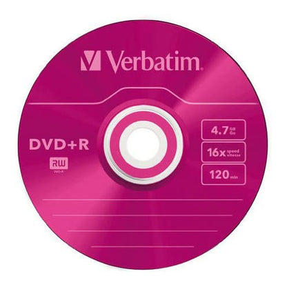 Verbatim DVD+R 4.7 GB 16X Spindle 25 Colored Discs