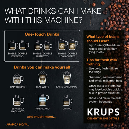 Krups EA817040 Arabica Digital Espresso Bean to Cup Coffee Machine / Black