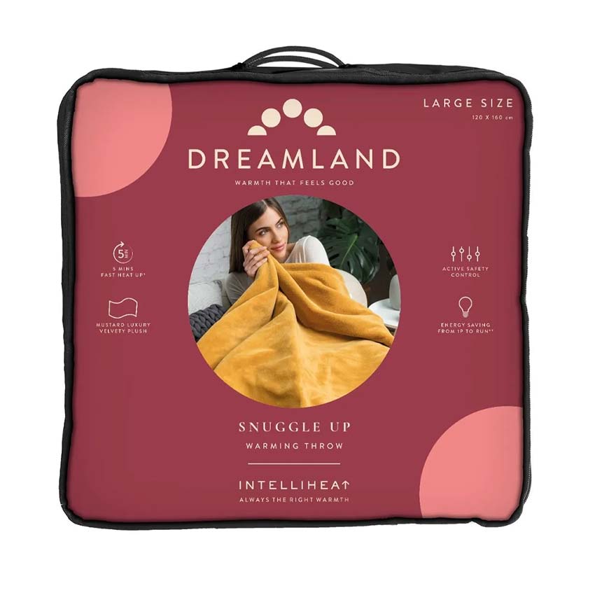 Dreamland 16820B Relaxwell Luxury Mustard Heated Throw