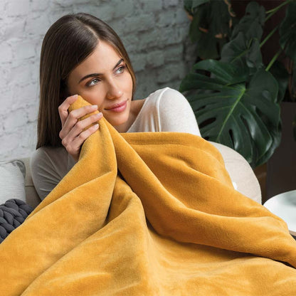 Dreamland 16820B Relaxwell Luxury Mustard Heated Throw
