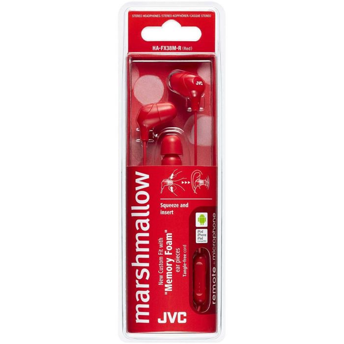 JVC HAFX38MR Red Marshmallow Headphones With Mic