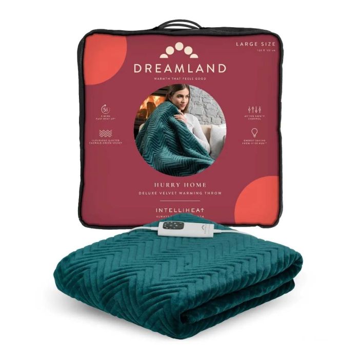 Dreamland 16892 Deluxe Warming Throw Emerald Green