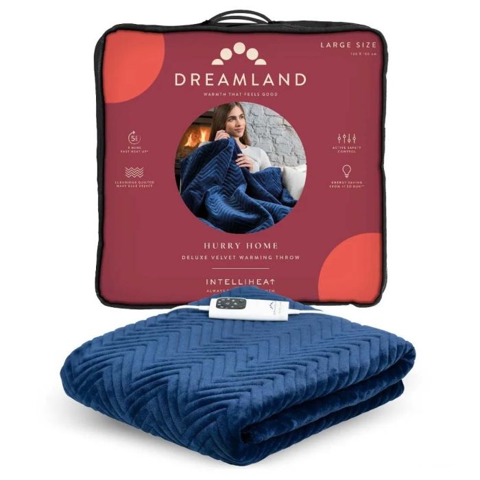 Dreamland 16823B Deluxe Warming Throw Navy