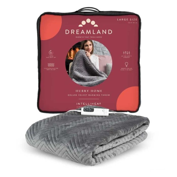 Dreamland 16822B Deluxe Warming Throw Slate Grey