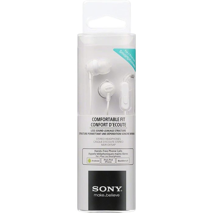 Sony MDREX15APW WHITE Fashion Color EX Series Earbud Headset with Mic
