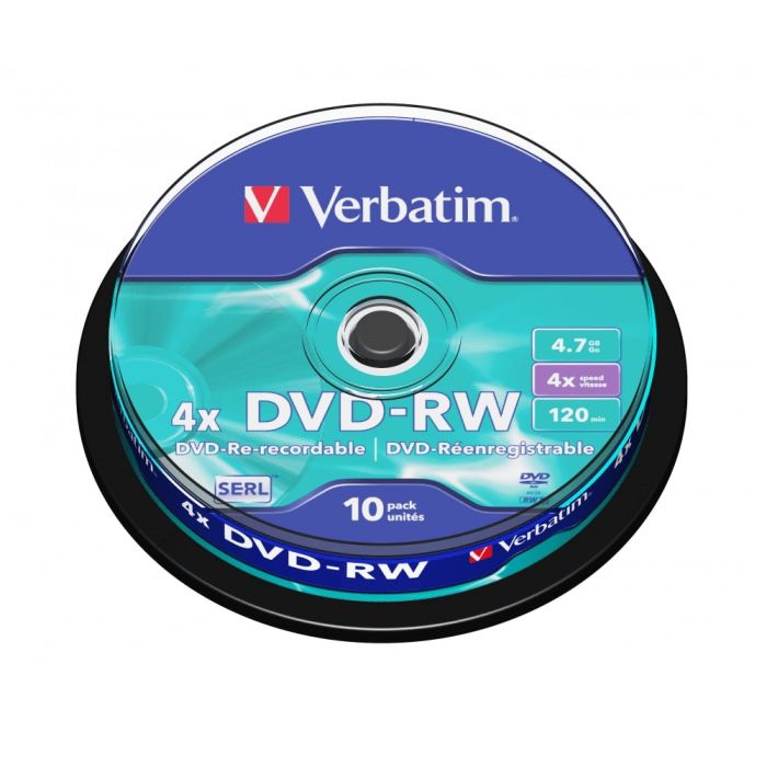 Verbatim DVD-RW 4.7GB 4x Speed 120min Rewritable DVD Discs Spindle Pack 10