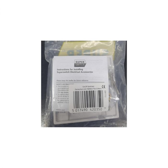 Superswitch SW17 13A DP Switched Fused Bottom Flex  White Pack of 25