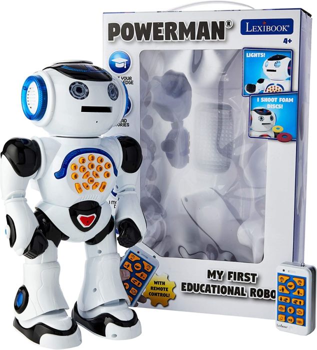 Lexibook Powerman Remote Control Interactive Remote Control Toy , Educational Robot Toy, ROB50EN,  White and Black