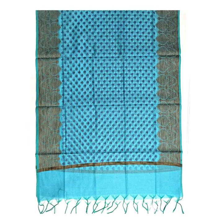 Fartila BL0202 Tapeta Silk Banarasi Dupatta - Sky Blue