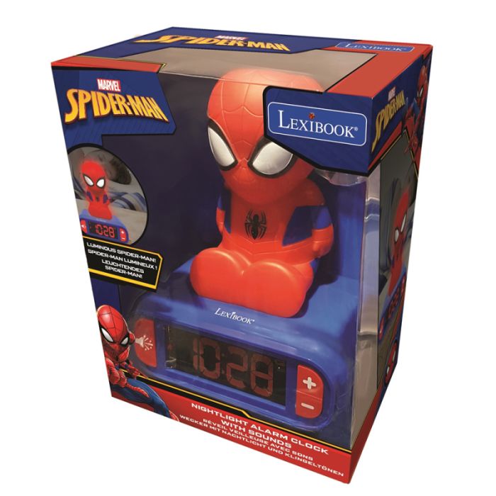 Lexibook 3D Spider-Man Childrens Clock with Night Light