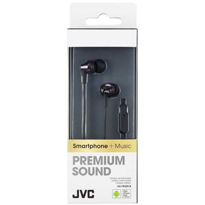 JVC HAFR325B Black Headphones with Built In Remote and Mic