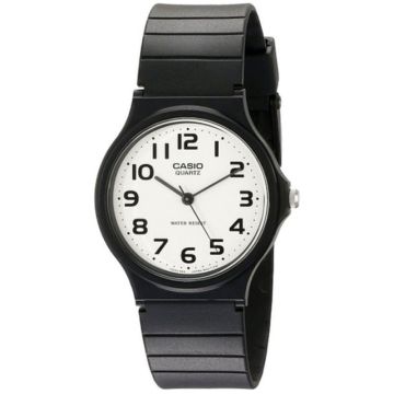 Casio MQ-24-7BLL Mens Analogue Watch with White Dial Black Resin Strap